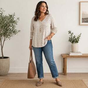 J.Jill Wearever Collection V-Neck Space-Dye Tunic Top